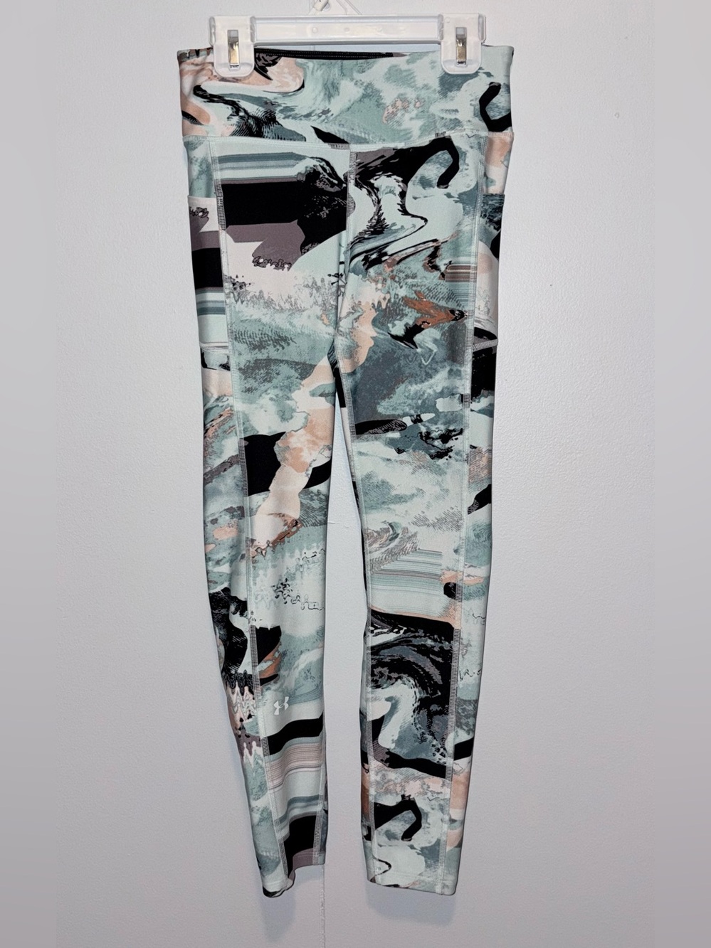 Under Armour HeatGear Compression Legging Small Abstract Print Pocket Activewear